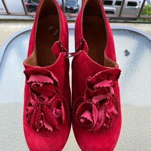 Chie Mihara red suede booties